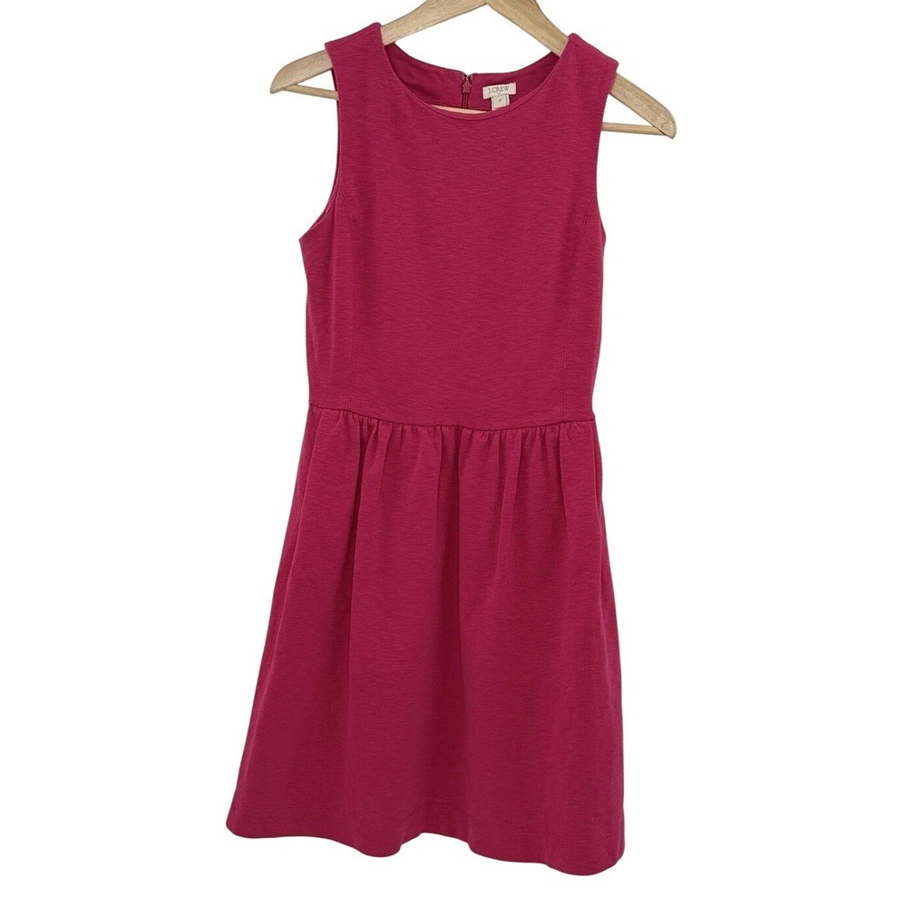 J.Crew Factory DayBreak Fuchsia Cotton Droess Pockets Size XS Preppy FLAWS